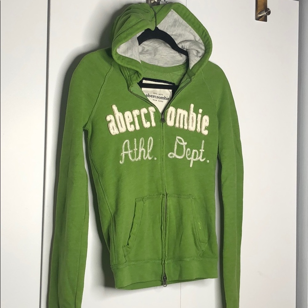 Abercrombie Girls Green Zip Up Hoodie Sweatshirt